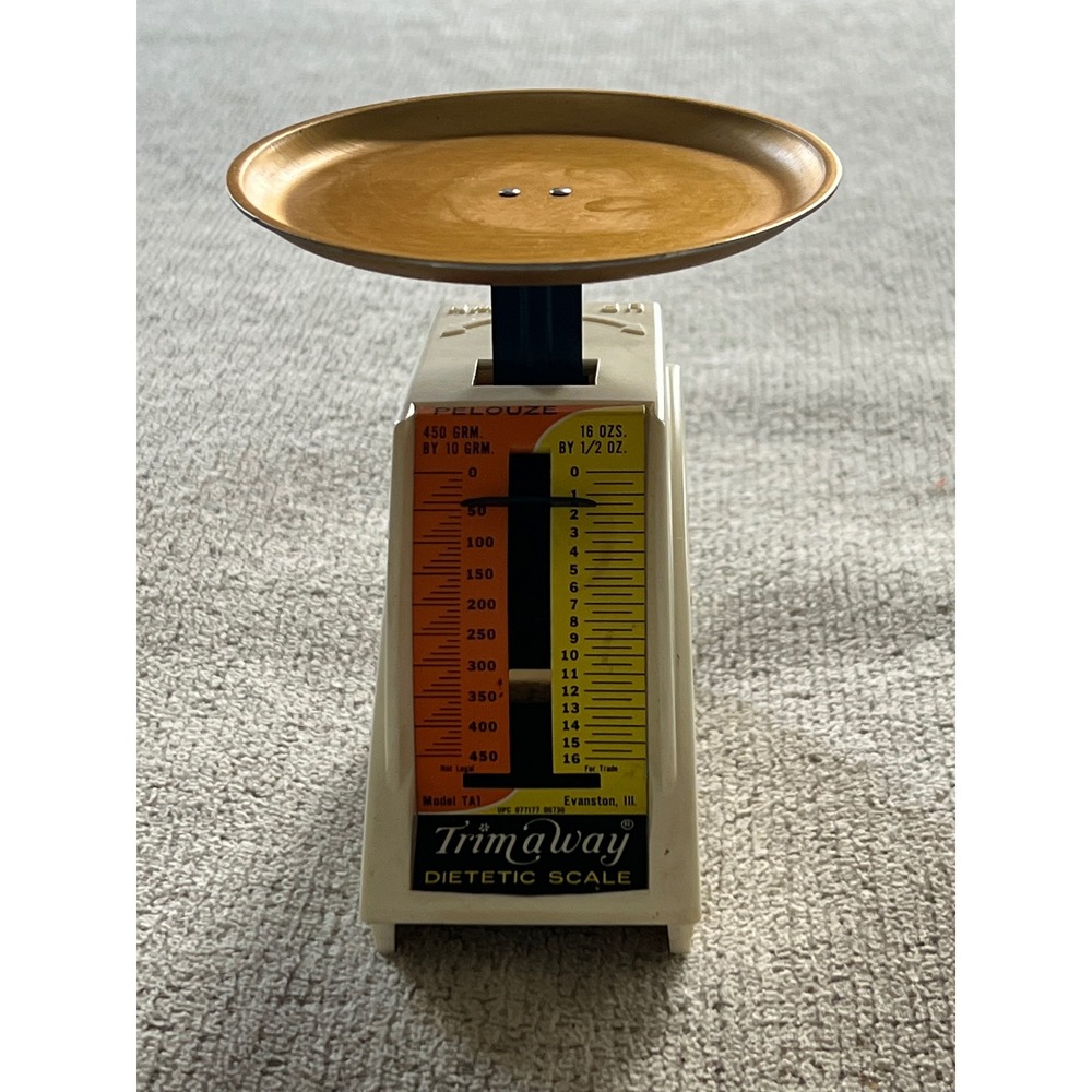 Vintage Pelouze Trim-A-Way Dietetic Scale Model TA1 Evanston IL 16oz 450g Cream
